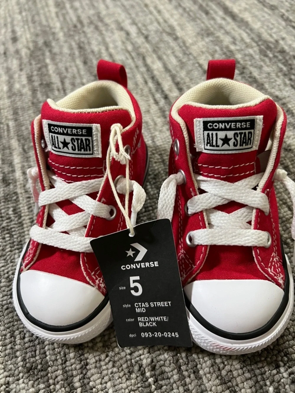 Converse- Kids - Street Mid Top Sneakers - Red Size 5